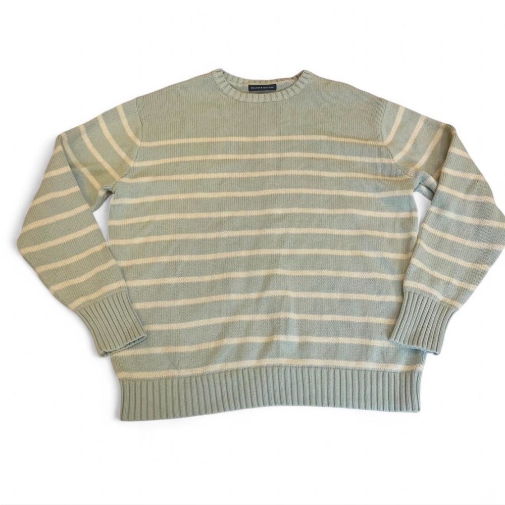 Brandy Melville light green aqua blue Striped Crewneck knit Sweater oversized